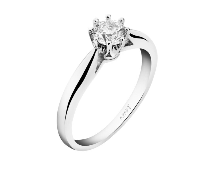 14 K Rhodium-Plated White Gold Ring with Diamond 0,50 ct - fineness 14 K