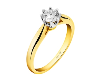 Prsten ze žlutého a bílého zlata s briliantem - SI1/H 0,45 ct - ryzost 585