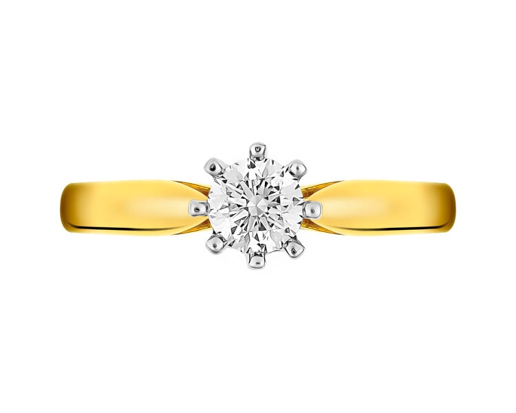 Prsten ze žlutého a bílého zlata s briliantem - SI1/H 0,44 ct - ryzost 585