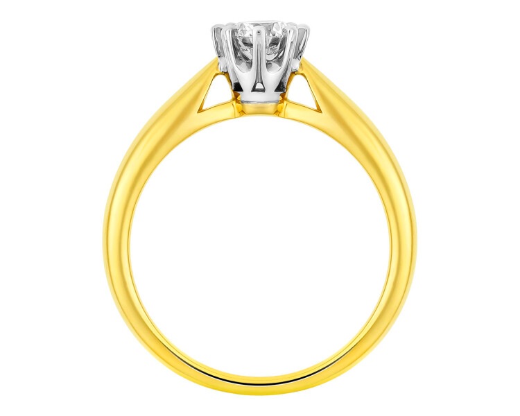 Prsten ze žlutého a bílého zlata s briliantem - SI1/H 0,44 ct - ryzost 585