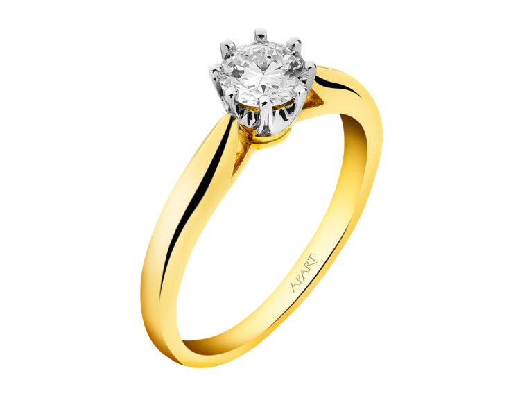 Prsten ze žlutého a bílého zlata s briliantem - SI2/H 0,44 ct - ryzost 585