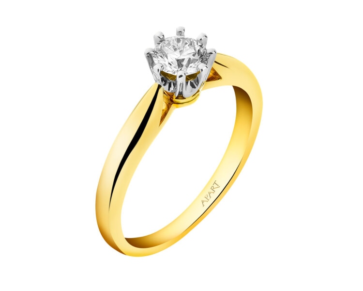 Prsten ze žlutého a bílého zlata s briliantem - SI2/H 0,40 ct - ryzost 585