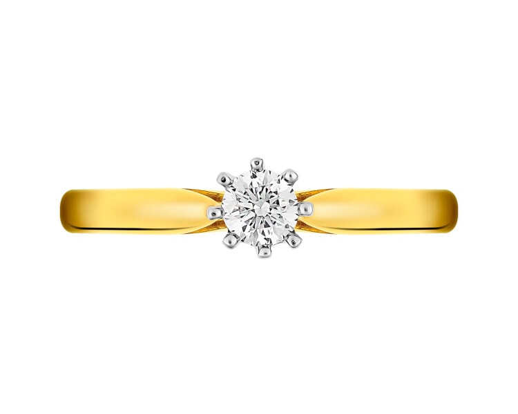 Prsten ze žlutého a bílého zlata s briliantem - SI2/H 0,20 ct - ryzost 585