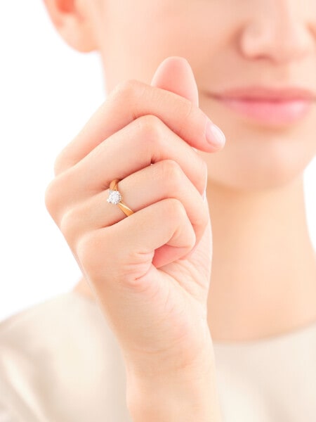 Zlatý prsten s briliantem - srdce - SI2/H 0,34 ct - ryzost 585