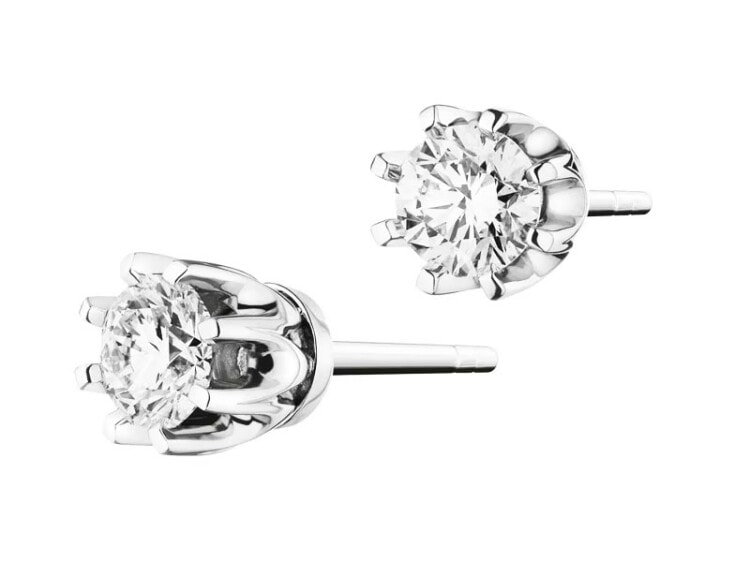 14 K Rhodium-Plated White Gold Earrings with Diamonds 0,74 ct - fineness 14 K