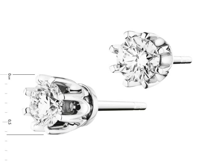14 K Rhodium-Plated White Gold Earrings with Diamonds 0,74 ct - fineness 14 K