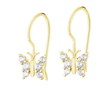 Złote kolczyki z cyrkoniami - motyle