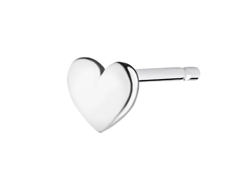 Stříbrná kusová náušnice - srdce