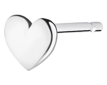 Stříbrná kusová náušnice - srdce