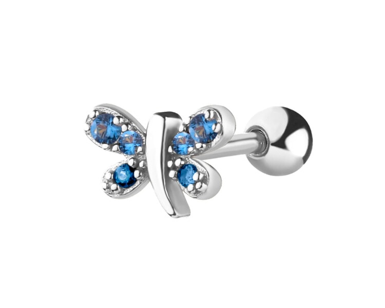 Rhodium Plated Silver Piercing with Cubic Zirconia