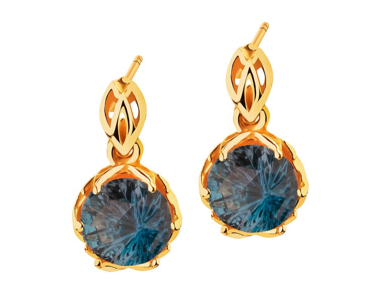 14 K Yellow Gold Dangling Earring with Topaz