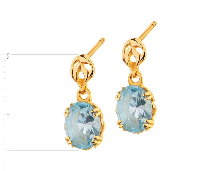 9 K Yellow Gold Dangling Earring with Topaz