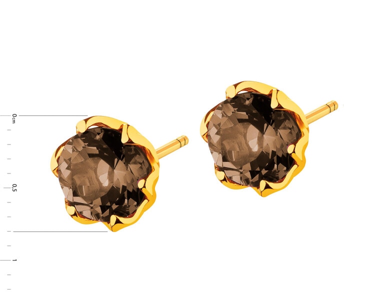 9 K Yellow Gold Earrings with Quartz
