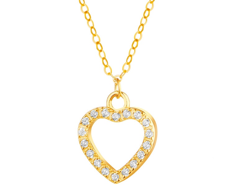 9 K Yellow Gold Necklace with Cubic Zirconia