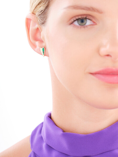 14 K Yellow Gold Earrings with Malachite