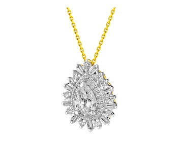 14 K Rhodium-Plated Yellow Gold Necklace 0,85 ct - fineness 14 K