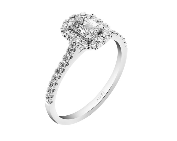 18 K Rhodium-Plated White Gold Ring 0,84 ct - fineness 18 K