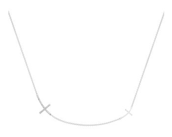 14 K Rhodium-Plated White Gold Necklace with Diamonds 0,06 ct - fineness 14 K