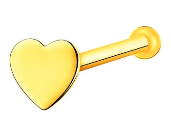 Zlatý piercing do nosu - srdce
