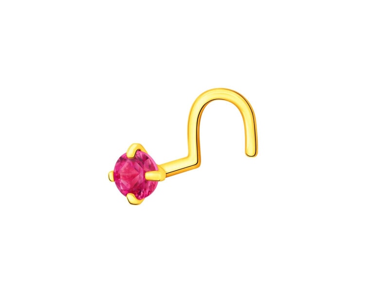 14 K Yellow Gold Nose Piercing with Cubic Zirconia