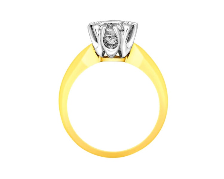 14ct Yellow Gold, White Gold Ring with Diamond 1,50 ct - fineness 750