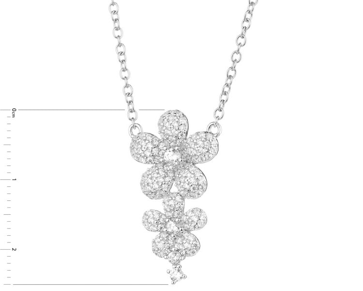 Stříbrný náhrdelník se zirkony - květy