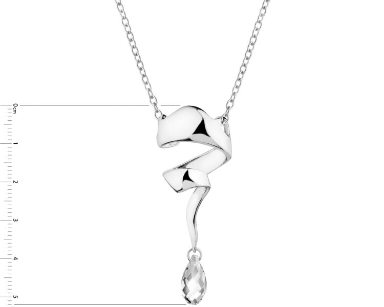 Rhodium Plated Silver Pendant with Glass