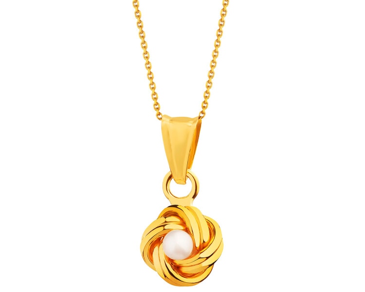 9 K Yellow Gold Pendant with Pearl