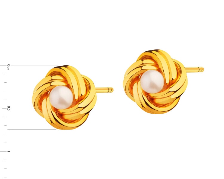 9 K Yellow Gold Earrings with Pearl