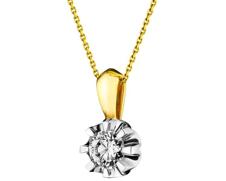 14 K Rhodium-Plated Yellow Gold Pendant with Diamond 0,50 ct - fineness 14 K