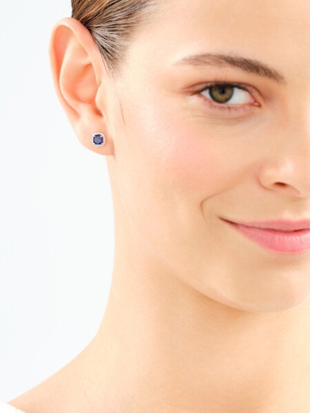 9 K Rhodium-Plated Yellow Gold Earrings with Diamonds - fineness 9 K