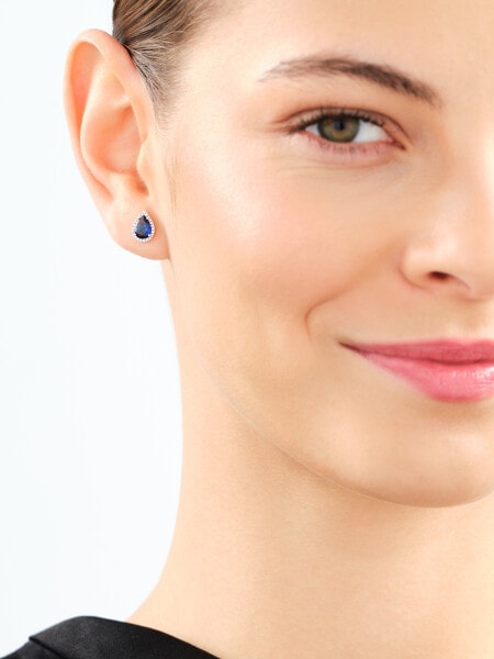 9 K Rhodium-Plated Yellow Gold Earrings with Diamonds - fineness 9 K