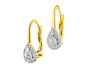 Zlaté náušnice s diamanty 0,15 ct - ryzost 585