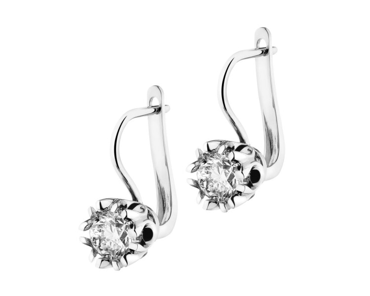 18 K Rhodium-Plated White Gold Earrings with Diamonds 2 ct - fineness 18 K