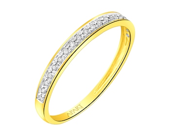 9 K Rhodium-Plated Yellow Gold Ring with Diamonds 0,04 ct - fineness 9 K