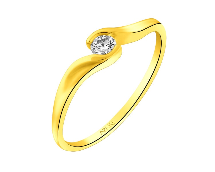 Zlatý prsten s briliantem 0,10 ct - ryzost 585