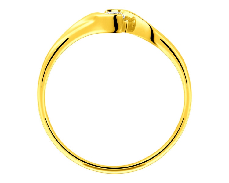 Pierścionek z żółtego złota brylantem 0,10 ct - próba 585