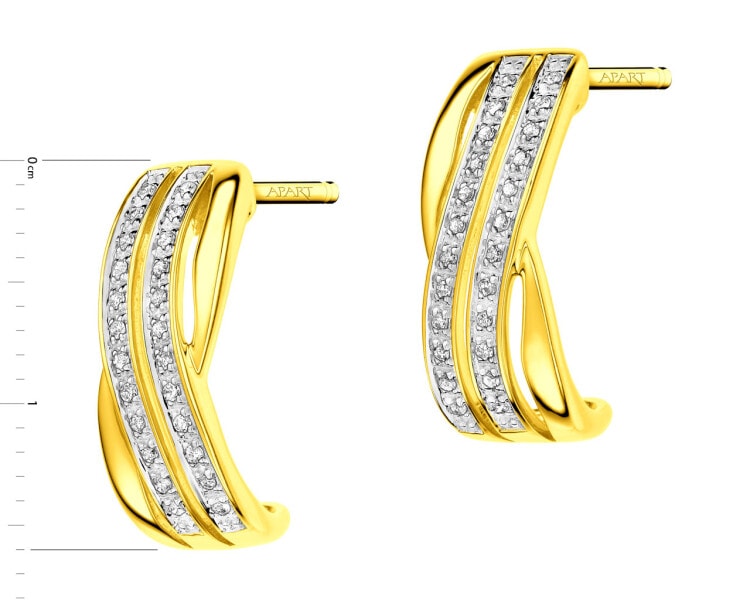 Zlaté náušnice s diamanty 0,10 ct - ryzost 585