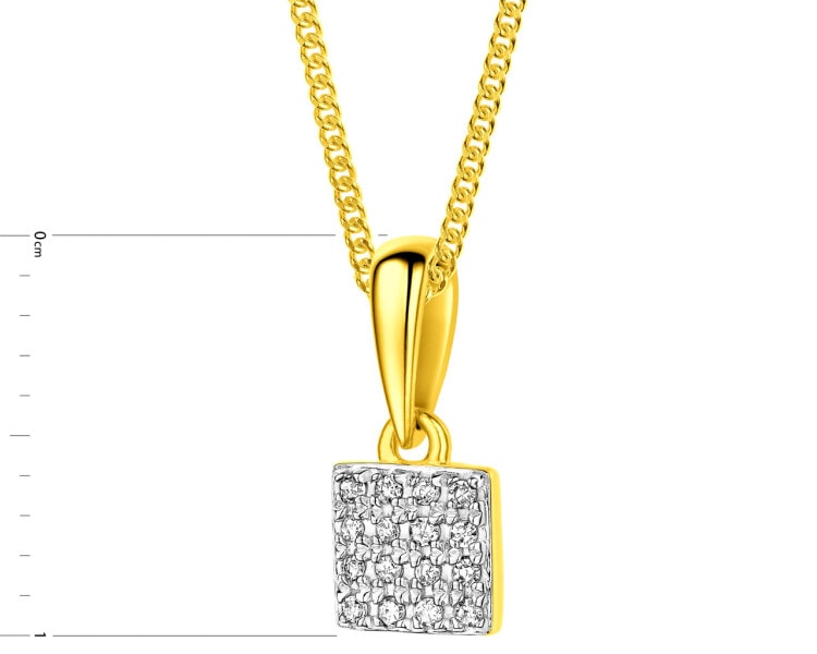 14 K Rhodium-Plated Yellow Gold Pendant with Diamonds 0,03 ct - fineness 14 K