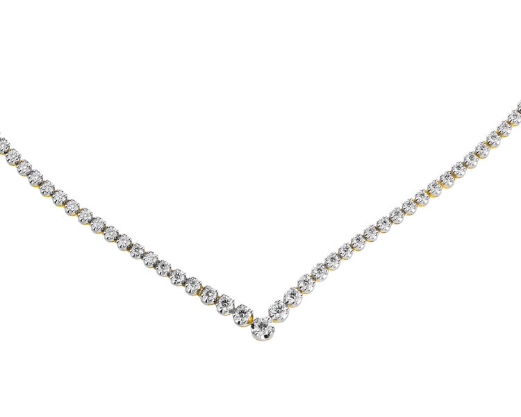 18 K Rhodium-Plated Yellow Gold Necklace with Diamonds 2,06 ct - fineness 18 K
