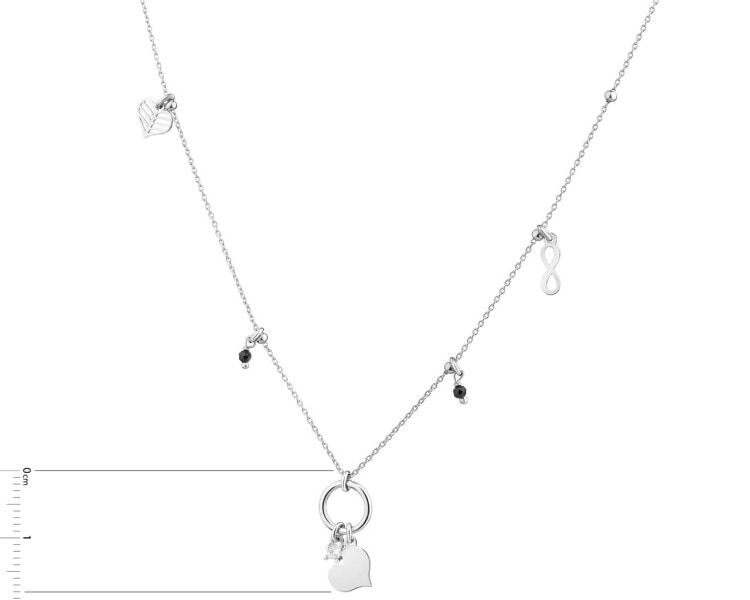 Rhodium Plated Silver Necklace with Glass