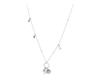 Stříbrný náhrdelník s broušeným sklem - letadlo, planeta, srdce