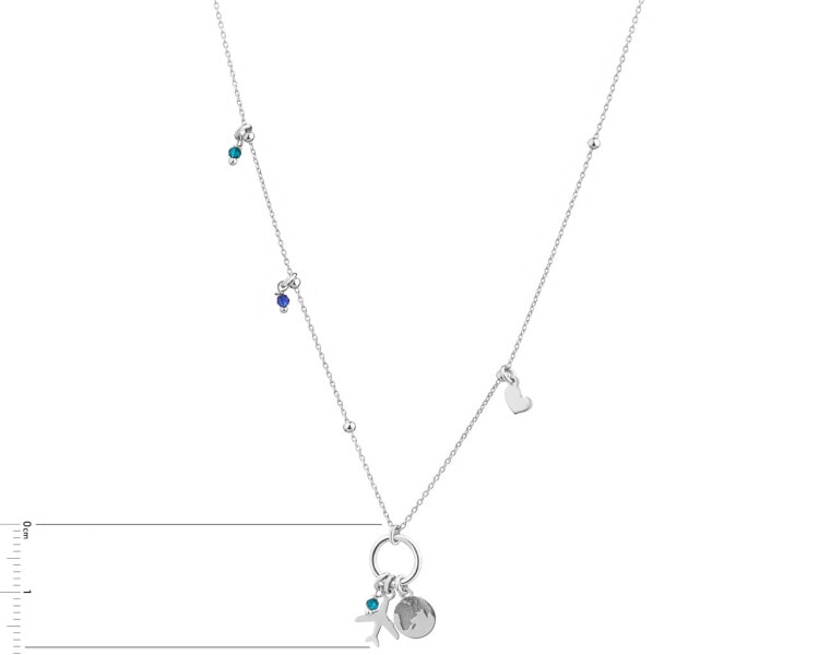 Stříbrný náhrdelník s broušeným sklem - letadlo, planeta, srdce