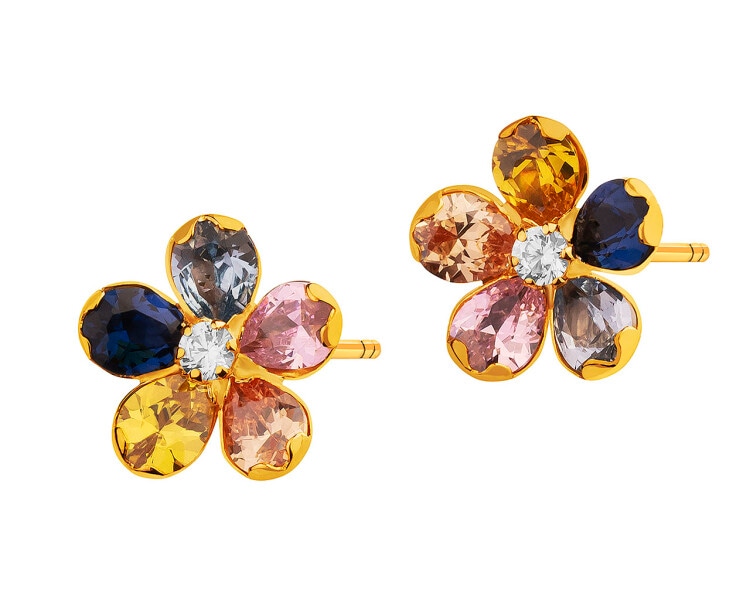 9 K Yellow Gold Earrings with Cubic Zirconia