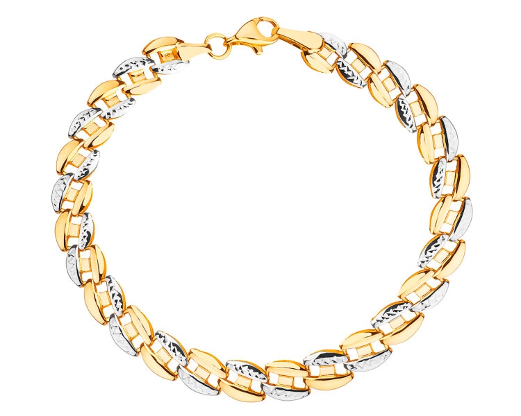 14 K Rhodium-Plated Yellow Gold Bracelet