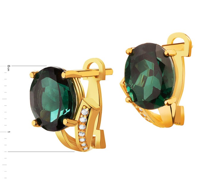 14 K Yellow Gold Earrings with Emerald