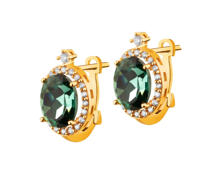 14 K Yellow Gold Earrings with Quartz