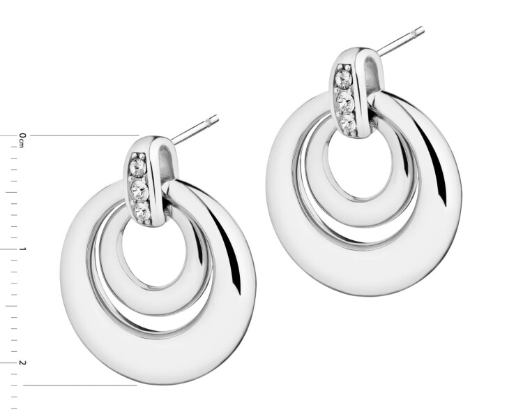 Rhodium-Plated Brass Earrings with Crystal