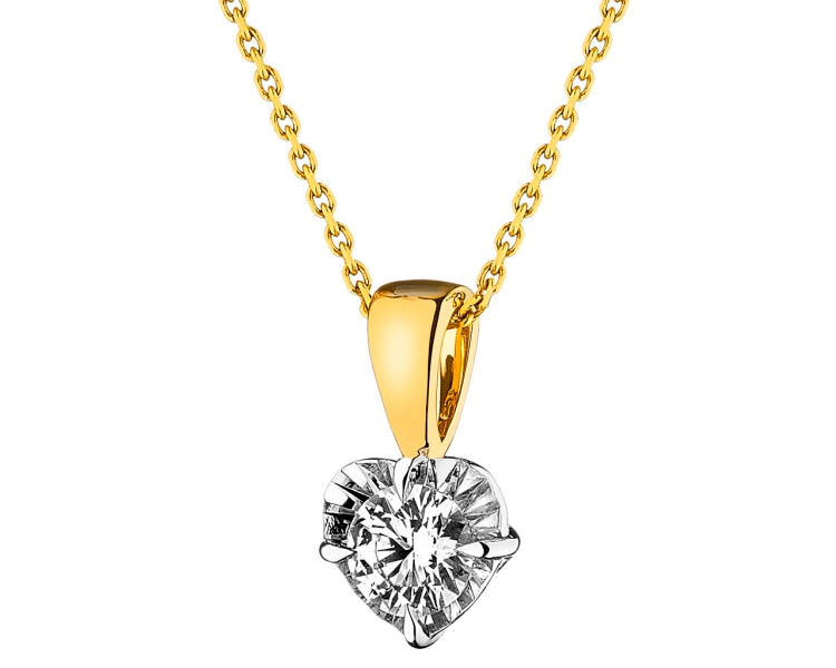 585 Yellow And White Gold Plated Pendant with Diamond 0,24 ct - fineness 585