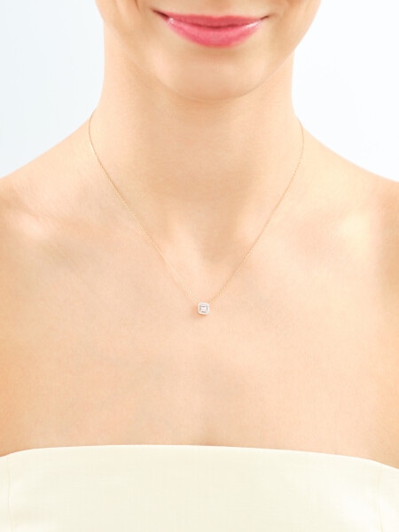 Naszyjnik z żółtego złota z diamentami - 0,08 ct - próba 585